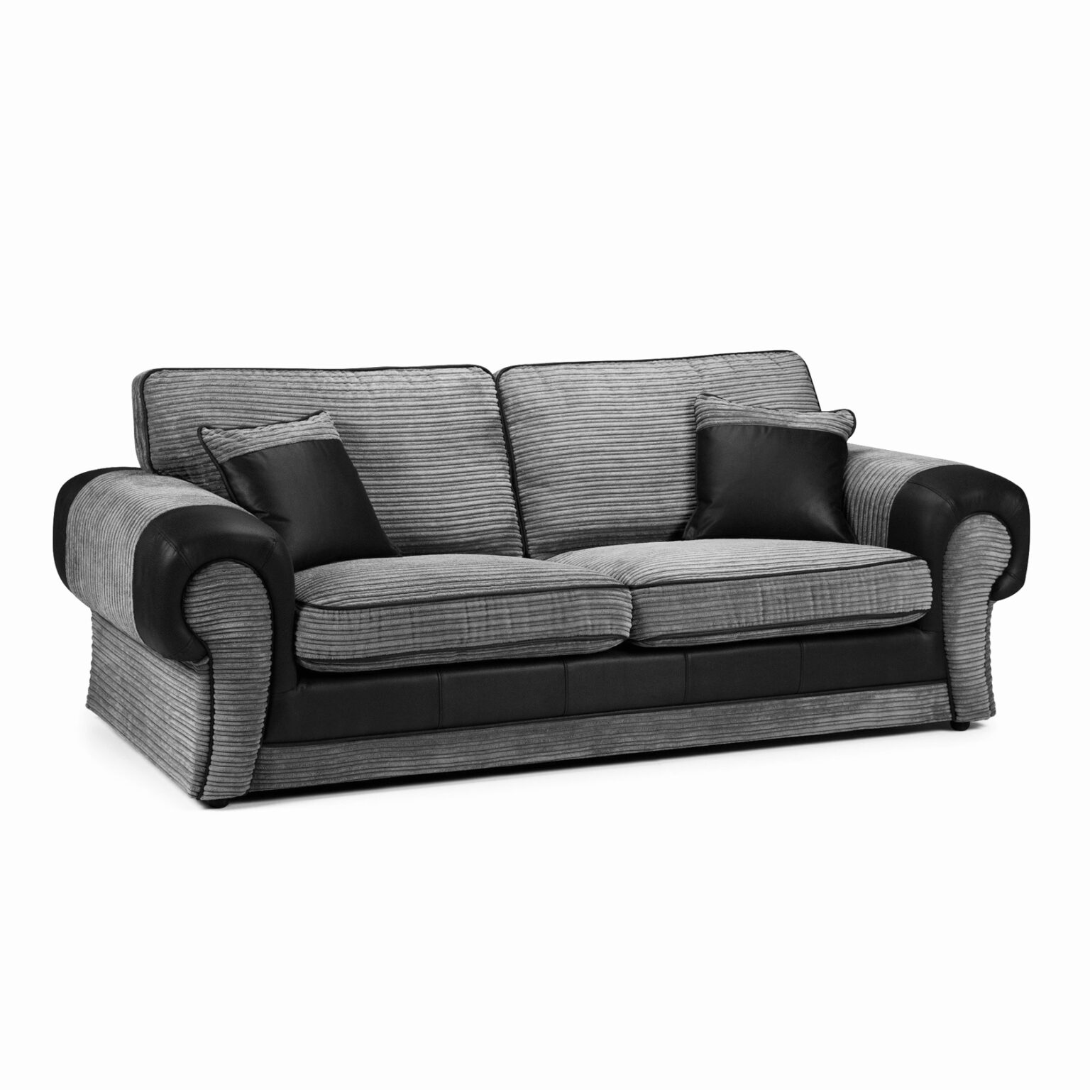 Tango 3 Seater Sofa Black&Grey Cord Sofa Sense